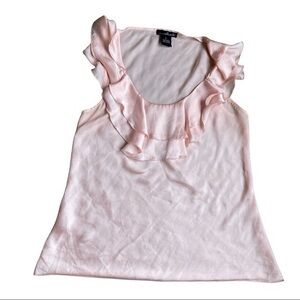Willi Smith size Large sleeveless silky pale pink top with ruffle collar